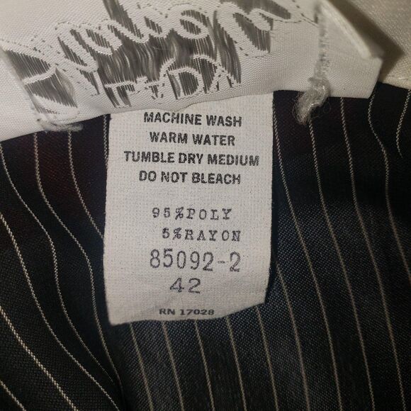 Lady Shapely Shirt Womens 42 Black White Pinstripe Sheer Long Sleeve Blouse Tie - Picture 6 of 7